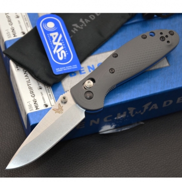 BENCHMADE 蝴蝶 556-1 "Mini-Griptilian CPM 20CV" 迷你支配者高端系列 CPM 20CV 粉末钢制造 平刃 灰蓝双色G10手柄 内附双钢衬 EDC推荐