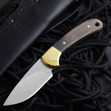 BUCK 巴克113BRS-B 113 Ranger Skinner Knife 巴克新款 “游侠猎手”小直 420HC钢 凹磨钢本色缎面拉丝处理 +天然美国胡桃木手柄 配皮鞘