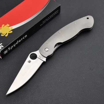 Spyderco 蜘蛛 C36TIFP "MILITARY FLUTED TITANIUM "军用"型号 钛金属手柄“FLUTED 凹槽-长笛纹路”特别版折 CPM-S30V钢 钢本色平刃