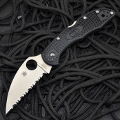 美国蜘蛛Spyderco 蜘蛛 C11FSWCBK "Delica4 FRN Spyder Edge" 全齿刃C11得利卡4代 VG-10钢 钢本色蜘蛛全齿 黑色FRN手柄折