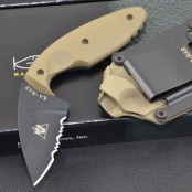 KABAR 卡巴 1477CB "TDI Law Enforcement Knife,Combo Blade"防卫大师系列 泥色手柄 执法者 AUS-8A钢 半齿刃格斗刀配泥色K鞘