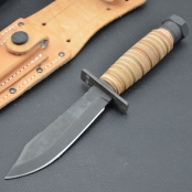 ONTARIO 安大略 #6166  499-MODified Survival KNIFE"美国空军求生直刀 俗称499美飞 1095高碳钢制造 配牛皮鞘 已停产的老款