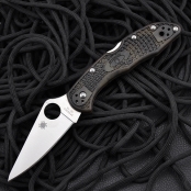 美国蜘蛛Spyderco 蜘蛛 C11ZFPGR迷彩柄 "Delica4 FRN Spyder Edge" 全刃C11得利卡4代 VG-10钢 钢本色蜘蛛全刃迷彩柄FRN手柄折