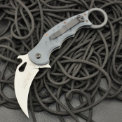 FOX 狐狸#FX-478 "FOLDING KARAMBIT" 航空铝手柄 大号精英格斗折叠虎爪 N690Co不锈钢制造+珠光涂层+6061 T-6航空铝手柄 599的大号版